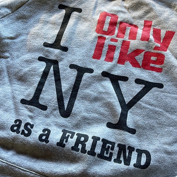 I only like NY as a friend hoodie sweatshirt grey pocket Small I ❤️ New York - Picture 2 of 4